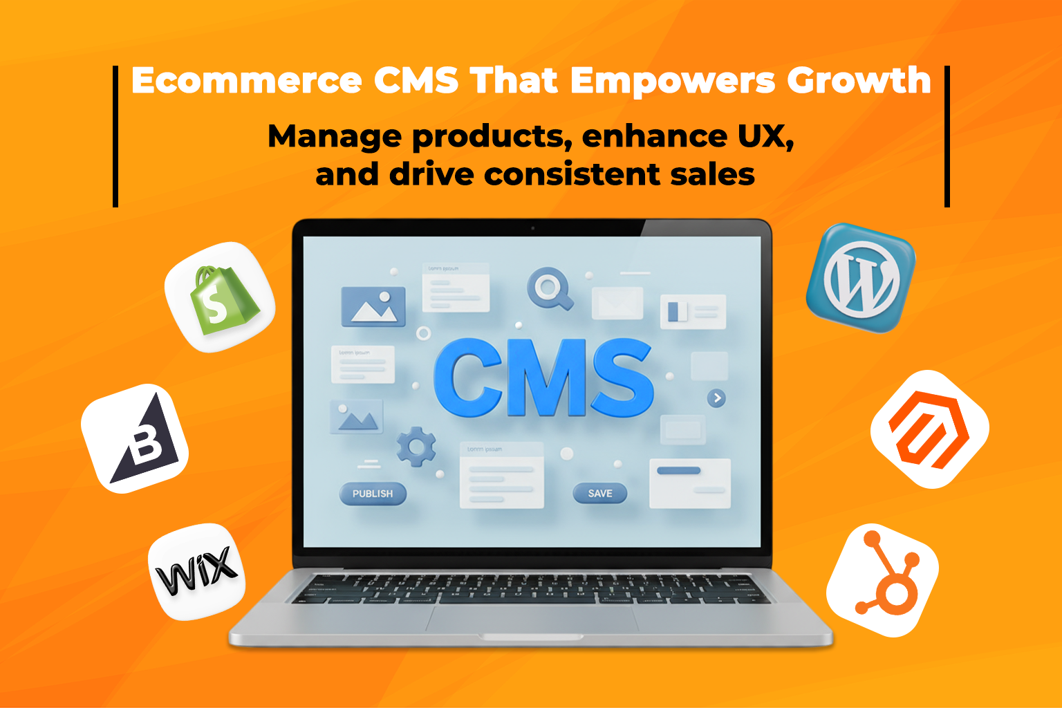 Dashboard interface of an Ecommerce CMS (ecommerce content management system).