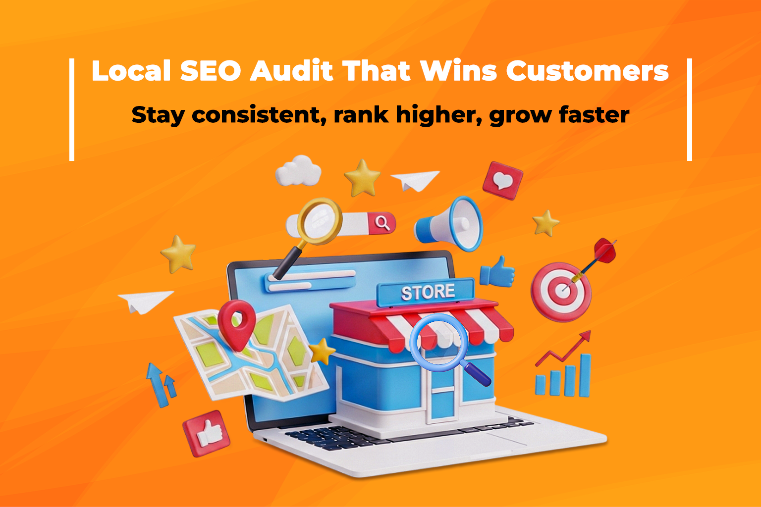 Local SEO audit checklist reviewing maps, listings, and rankings, illustrating a Local SEO Audit.