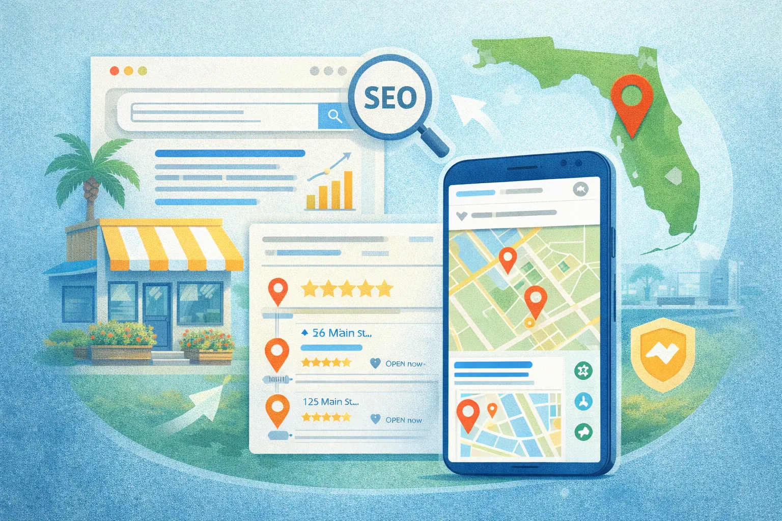 Local SEO strategy improving Google Maps and search visibility for Florida businesses