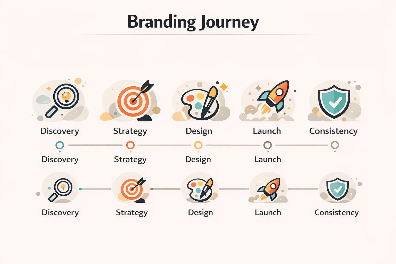 Branding identity Ocoee process infographic for local businesses