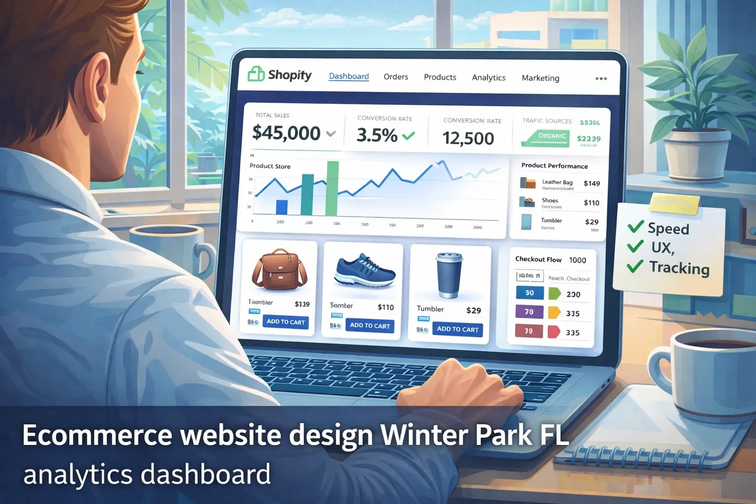Ecommerce website design Winter Park FL analytics dashboard