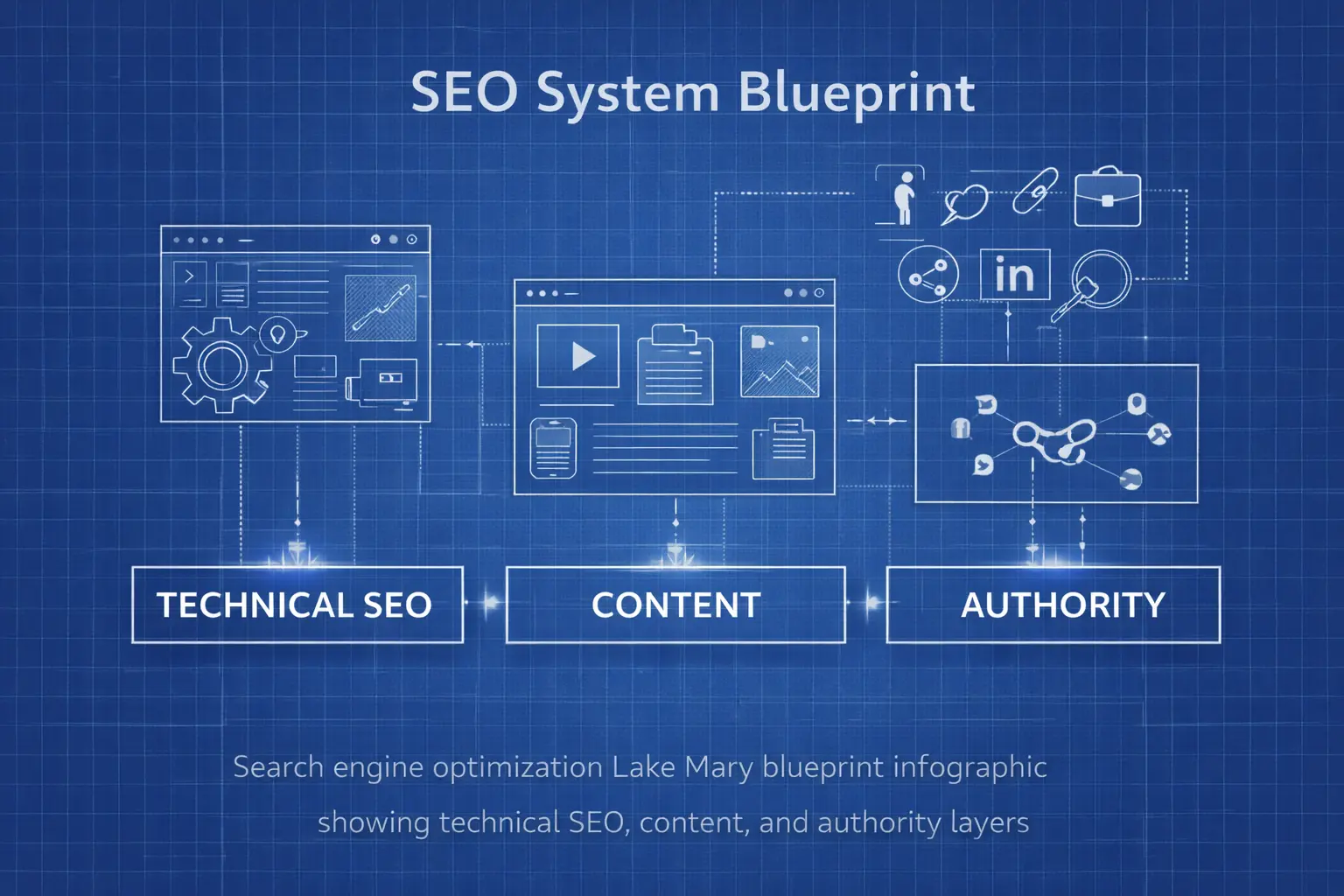 Search engine optimization Lake Mary opportunity map infographic highlighting intent gaps and competitors