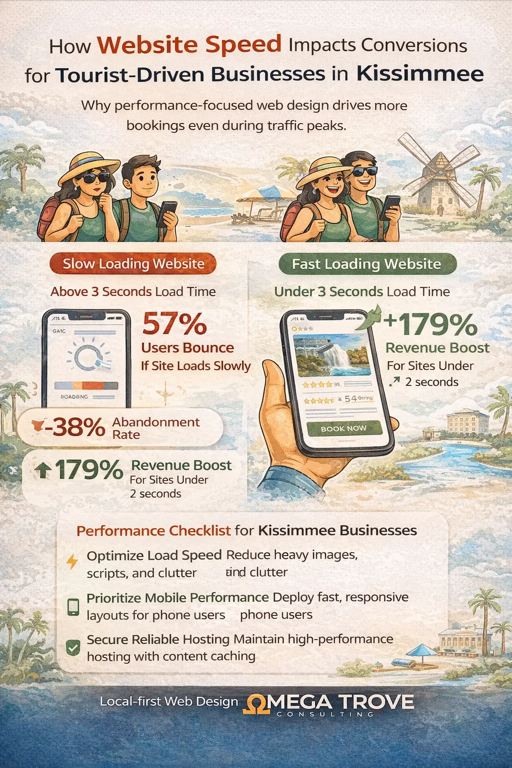 Web design and development performance infographic for Kissimmee businesses