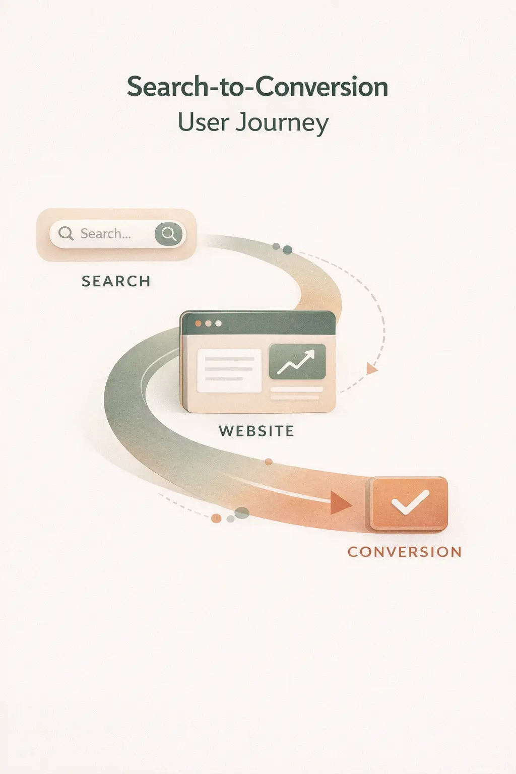 Website Builders Windermere infographic illustrating search-to-conversion user journey