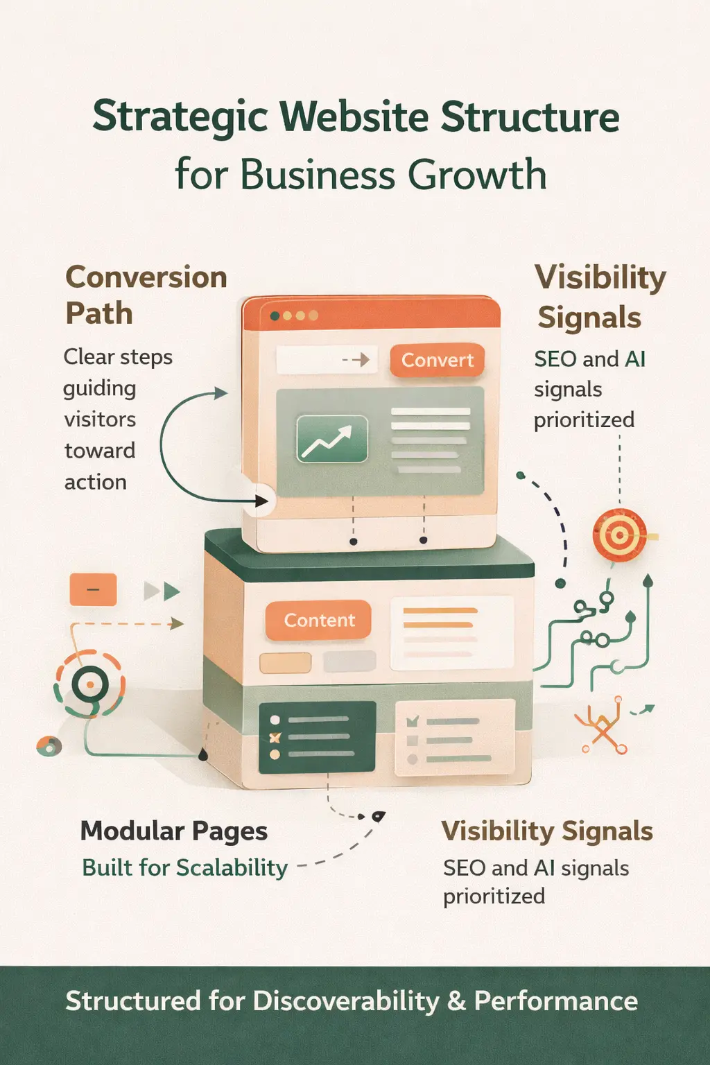 Website Builders Windermere infographic showing strategic website structure for business growth