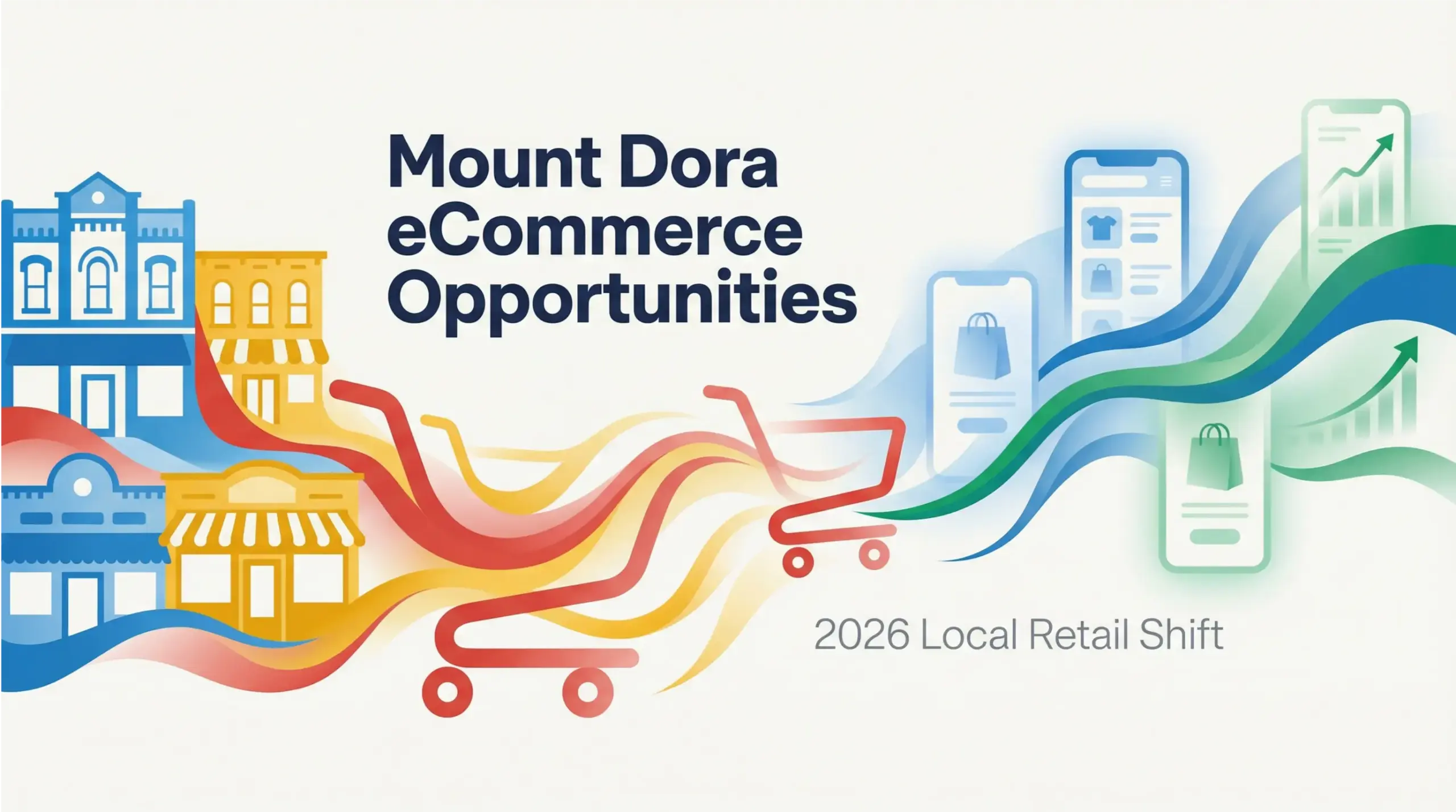 Mount Dora eCommerce opportunities editorial infographic illustrating local retail growth and digital commerce expansion in 2026