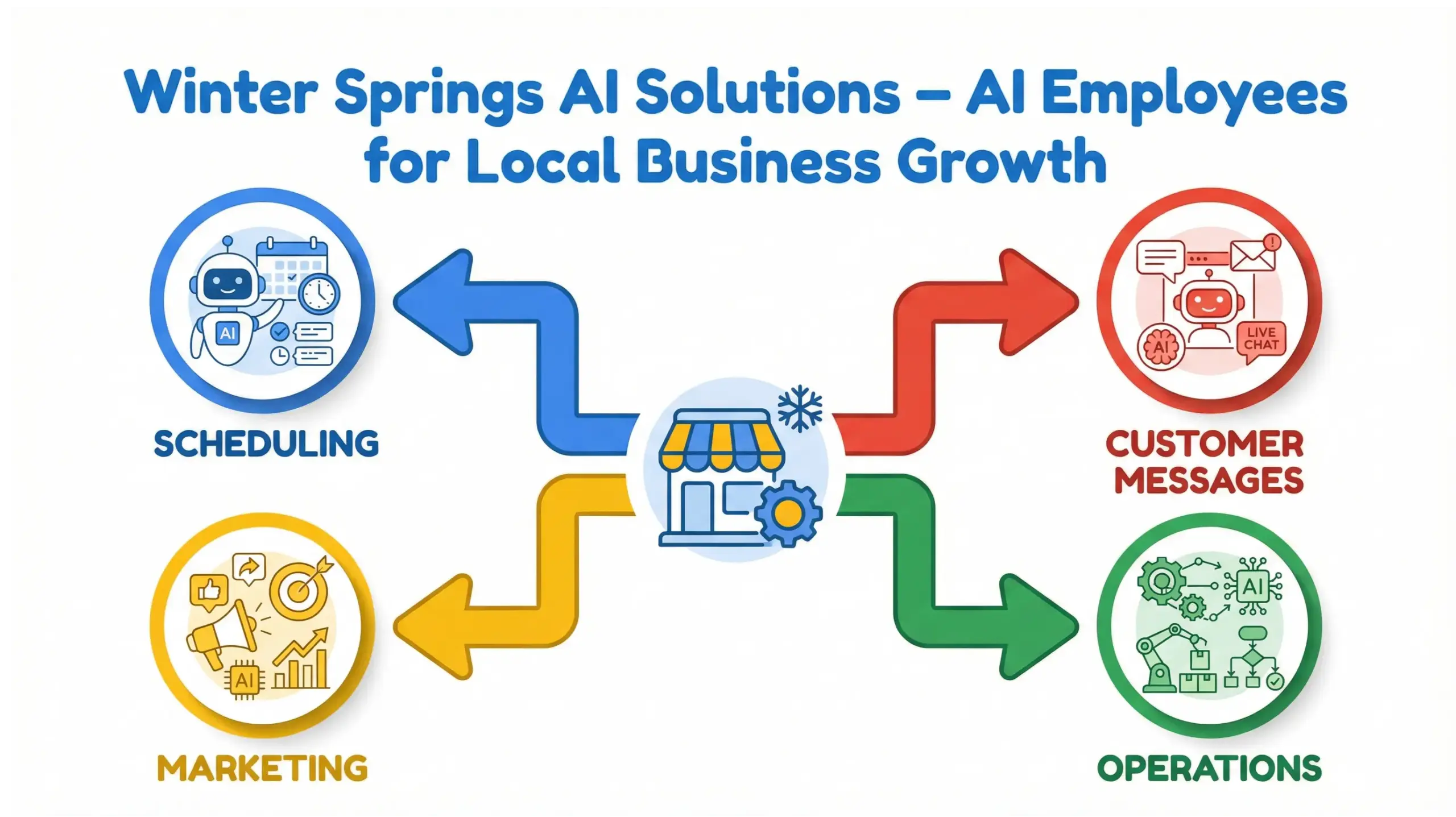 Winter Springs AI solutions infographic showing how AI employees automate local business operations in 2026