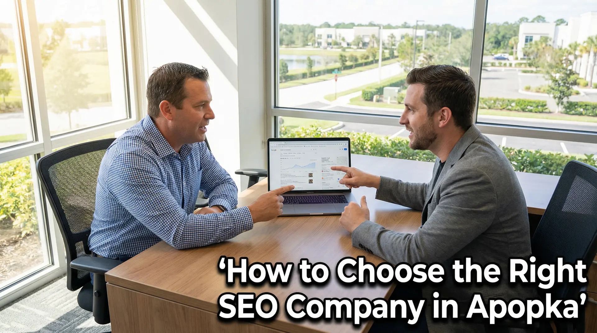 male business owner meeting an SEO consultant to choose the right Apopka SEO company